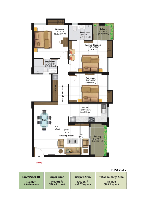 Lavender - III [3BHK]