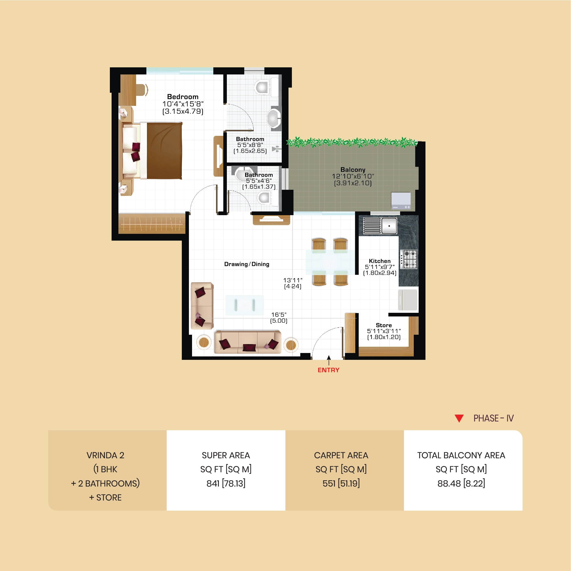 1bhk + 1b