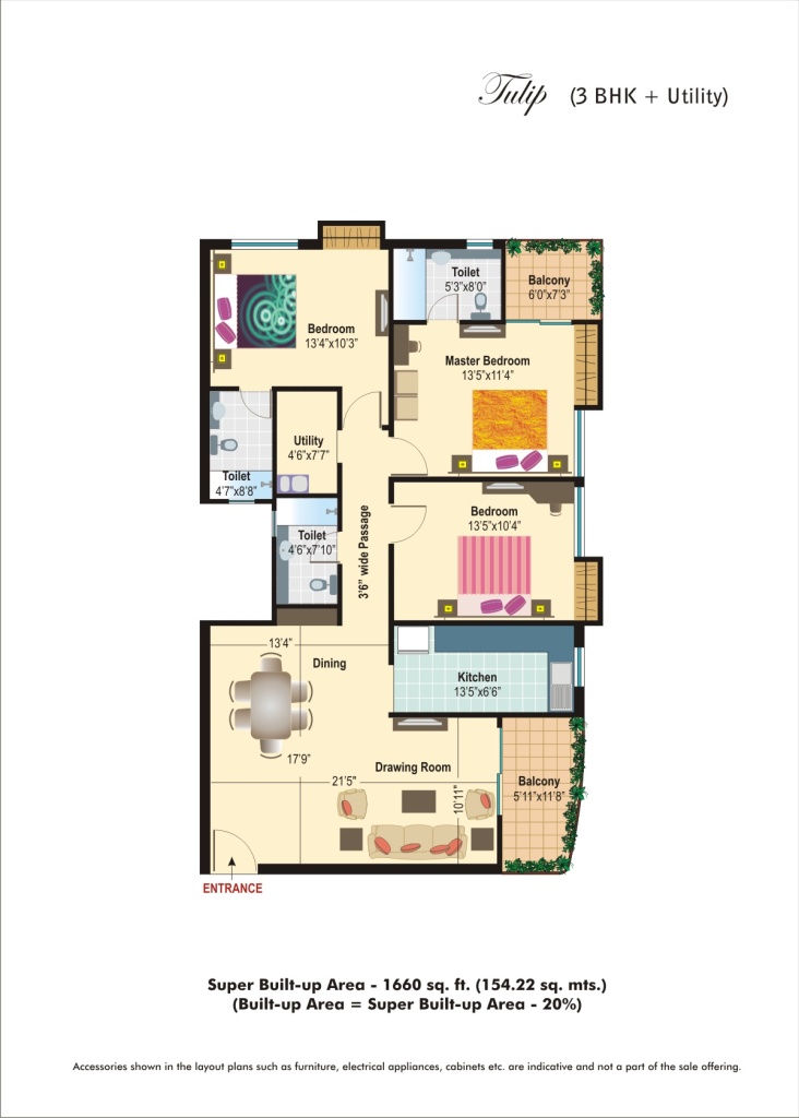 3 BHK + Utility